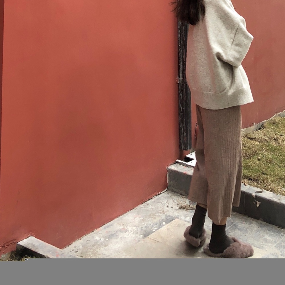 Wool wide leg pants
